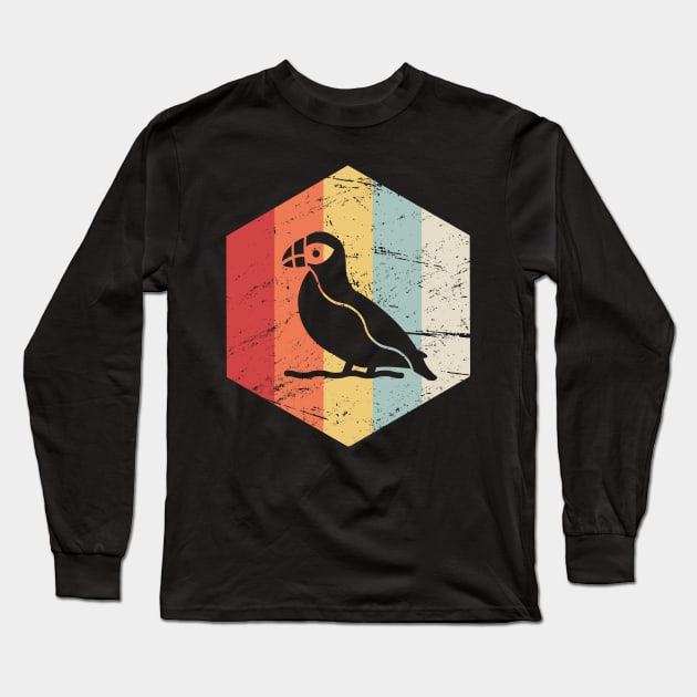 Retro Vintage Puffin Icon Long Sleeve T-Shirt by MeatMan